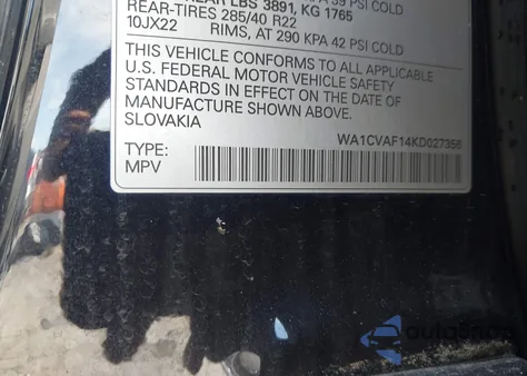 2019 Audi Q8 55 Premium from USA, damaged, VIN WA1CVAF14KD027356